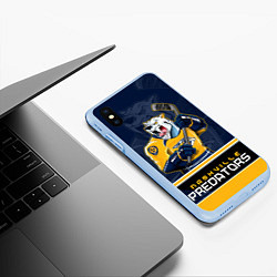 Чехол iPhone XS Max матовый Nashville Predators, цвет: 3D-голубой — фото 2