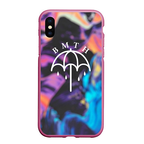 Чехол iPhone XS Max матовый BMTH Rain / 3D-Малиновый – фото 1