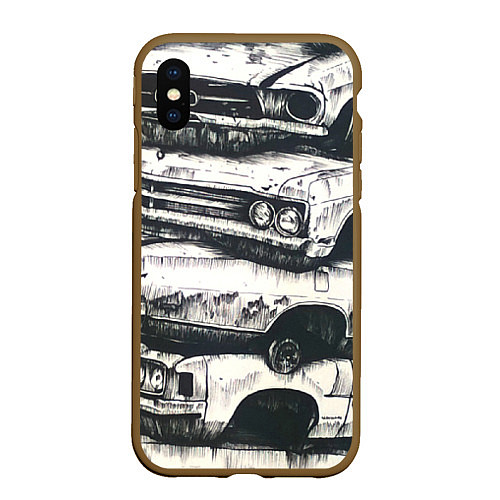 Чехол iPhone XS Max матовый Дерби / 3D-Коричневый – фото 1