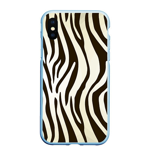 Чехол iPhone XS Max матовый Шкура зебры / 3D-Голубой – фото 1