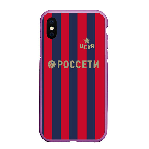 Чехол iPhone XS Max матовый ФК ЦСКА: Россети / 3D-Фиолетовый – фото 1