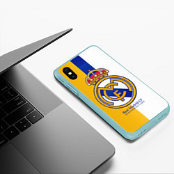 Чехол iPhone XS Max матовый Real Madrid CF, цвет: 3D-мятный — фото 2