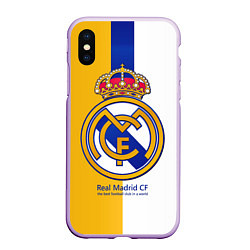 Чехол iPhone XS Max матовый Real Madrid CF, цвет: 3D-сиреневый