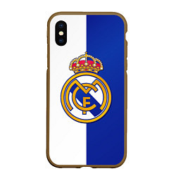 Чехол iPhone XS Max матовый Real Madrid, цвет: 3D-коричневый