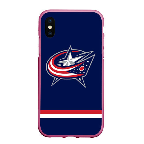 Чехол iPhone XS Max матовый Columbus Blue Jackets / 3D-Малиновый – фото 1