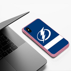 Чехол iPhone XS Max матовый Tampa Bay Lightning, цвет: 3D-малиновый — фото 2