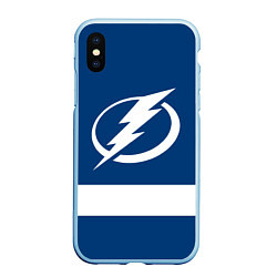 Чехол iPhone XS Max матовый Tampa Bay Lightning, цвет: 3D-голубой