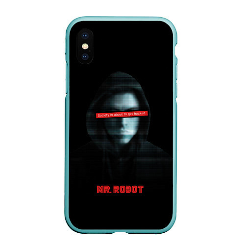 Чехол iPhone XS Max матовый Mr Robot / 3D-Мятный – фото 1
