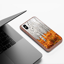 Чехол iPhone XS Max матовый Березовая роща, цвет: 3D-коричневый — фото 2