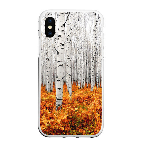 Чехол iPhone XS Max матовый Березовая роща / 3D-Белый – фото 1