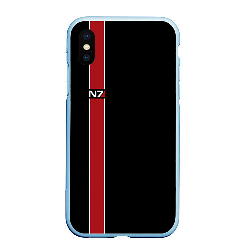 Чехол iPhone XS Max матовый Mass Effect N7 / 3D-Голубой – фото 1