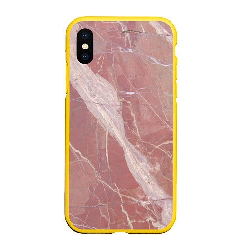Чехол iPhone XS Max матовый Розовый мрамор / 3D-Желтый – фото 1