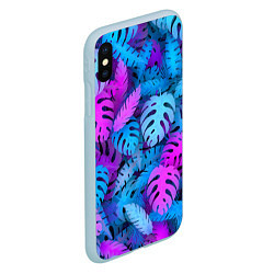 Чехол iPhone XS Max матовый Сине-розовые тропики, цвет: 3D-голубой — фото 2