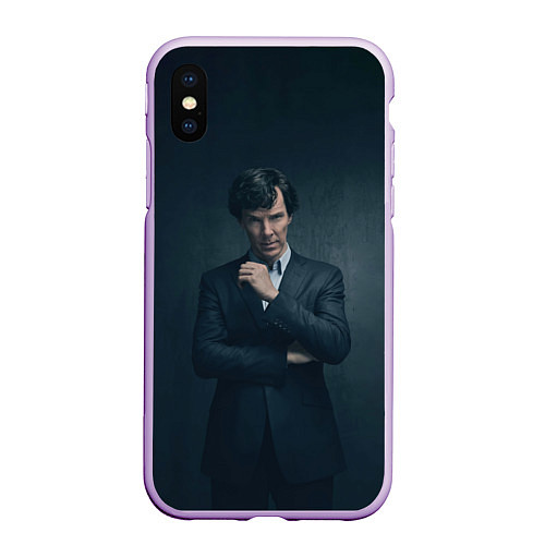 Чехол iPhone XS Max матовый Шерлок в костюме / 3D-Сиреневый – фото 1