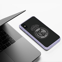 Чехол iPhone XS Max матовый Real Madrid, цвет: 3D-светло-сиреневый — фото 2