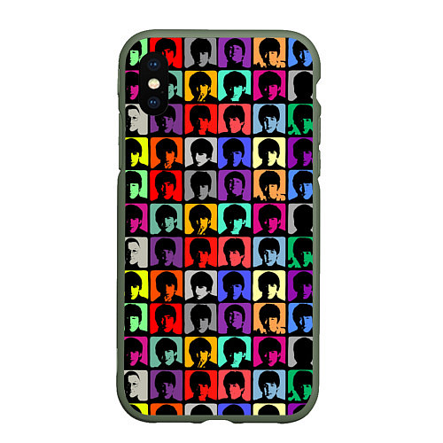 Чехол iPhone XS Max матовый The Beatles: pop-art / 3D-Темно-зеленый – фото 1