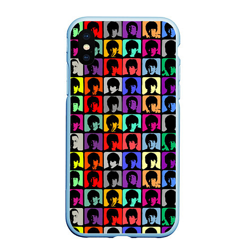 Чехол iPhone XS Max матовый The Beatles: pop-art / 3D-Голубой – фото 1