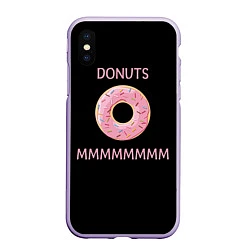 Чехол iPhone XS Max матовый Donuts, цвет: 3D-светло-сиреневый
