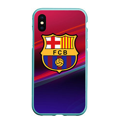 Чехол iPhone XS Max матовый ФК Барселона, цвет: 3D-мятный