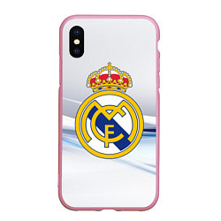 Чехол iPhone XS Max матовый Реал Мадрид, цвет: 3D-розовый