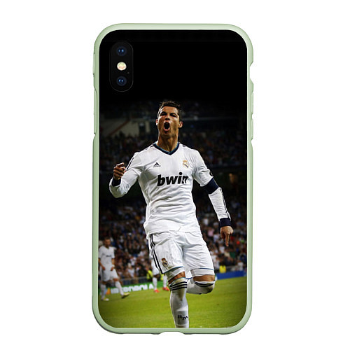 Чехол iPhone XS Max матовый Роналдо / 3D-Салатовый – фото 1