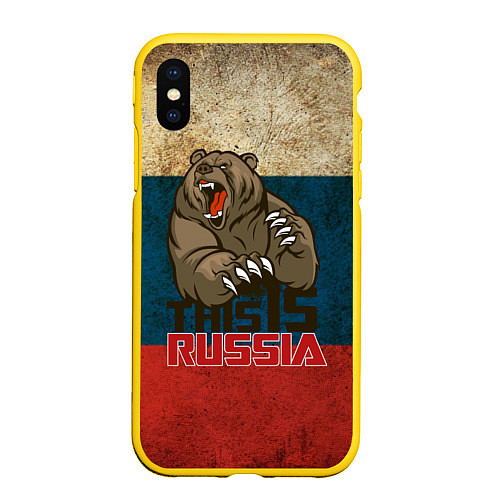 Чехол iPhone XS Max матовый This is Russia / 3D-Желтый – фото 1