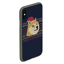 Чехол iPhone XS Max матовый Doge Such Christmas, цвет: 3D-темно-зеленый — фото 2