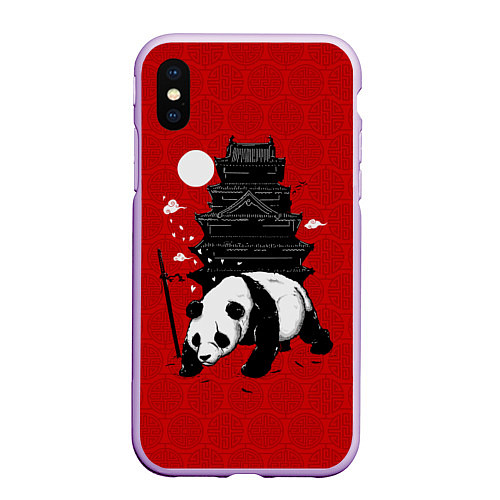 Чехол iPhone XS Max матовый Panda Warrior / 3D-Сиреневый – фото 1