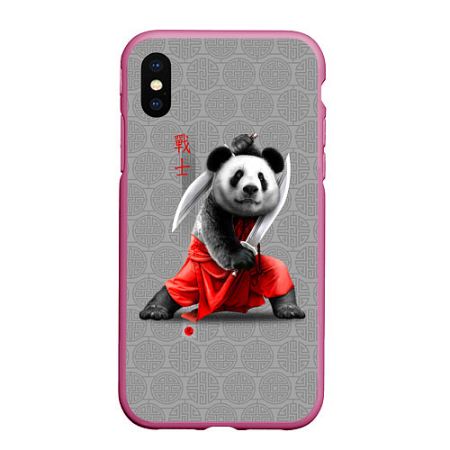 Чехол iPhone XS Max матовый Master Panda / 3D-Малиновый – фото 1