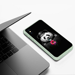 Чехол iPhone XS Max матовый Donut Panda, цвет: 3D-салатовый — фото 2