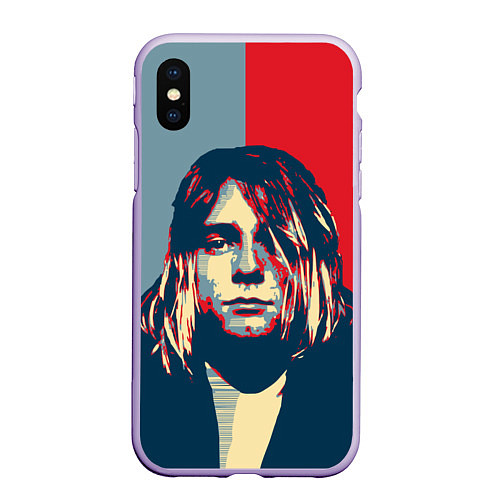 Чехол iPhone XS Max матовый Kurt Cobain / 3D-Светло-сиреневый – фото 1
