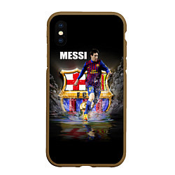 Чехол iPhone XS Max матовый Messi FCB, цвет: 3D-коричневый