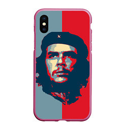 Чехол iPhone XS Max матовый Che Guevara, цвет: 3D-малиновый