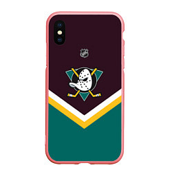 Чехол iPhone XS Max матовый NHL: Anaheim Ducks, цвет: 3D-баблгам