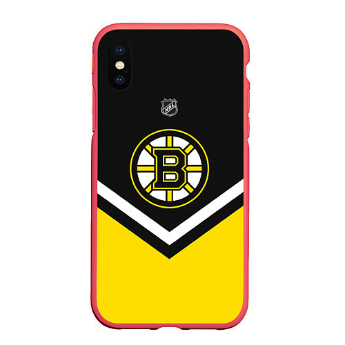 Чехол iPhone XS Max матовый NHL: Boston Bruins / 3D-Красный – фото 1