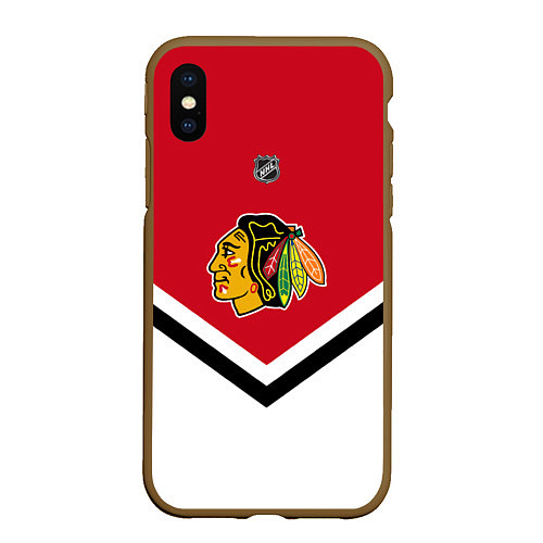 Чехол iPhone XS Max матовый NHL: Chicago Blackhawks / 3D-Коричневый – фото 1