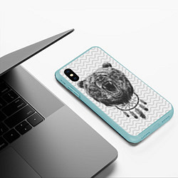 Чехол iPhone XS Max матовый Bear Dreamcatcher, цвет: 3D-мятный — фото 2