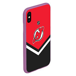 Чехол iPhone XS Max матовый NHL: New Jersey Devils, цвет: 3D-фиолетовый — фото 2