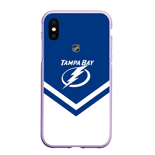 Чехол iPhone XS Max матовый NHL: Tampa Bay Lightning / 3D-Сиреневый – фото 1