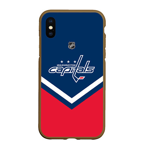 Чехол iPhone XS Max матовый NHL: Washington Capitals / 3D-Коричневый – фото 1
