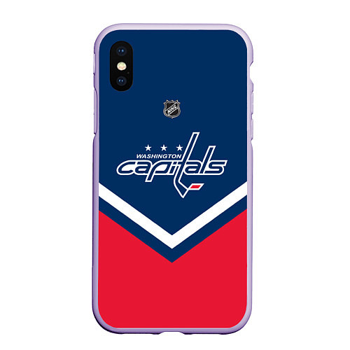 Чехол iPhone XS Max матовый NHL: Washington Capitals / 3D-Светло-сиреневый – фото 1