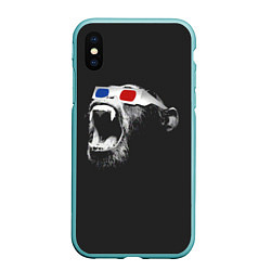 Чехол iPhone XS Max матовый 3D Monkey, цвет: 3D-мятный