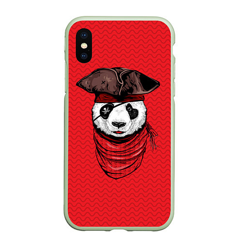 Чехол iPhone XS Max матовый Панда пират / 3D-Салатовый – фото 1