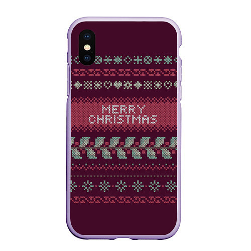Чехол iPhone XS Max матовый Merry Christmas / 3D-Светло-сиреневый – фото 1