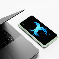 Чехол iPhone XS Max матовый Отражение Луны, цвет: 3D-салатовый — фото 2