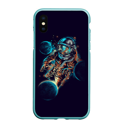 Чехол iPhone XS Max матовый Космический удар / 3D-Мятный – фото 1