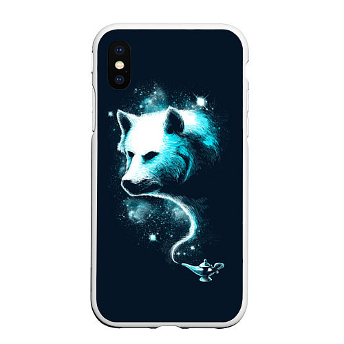 Чехол iPhone XS Max матовый Галактический волк / 3D-Белый – фото 1