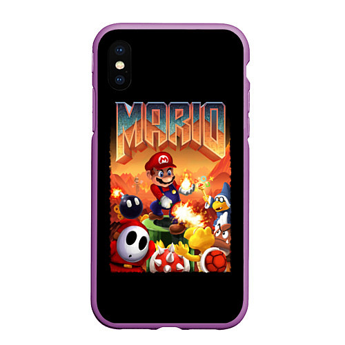 Чехол iPhone XS Max матовый Mario Doom / 3D-Фиолетовый – фото 1