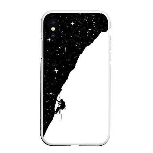 Чехол iPhone XS Max матовый Ночной скалолаз / 3D-Белый – фото 1