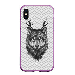 Чехол iPhone XS Max матовый Рогатый волк